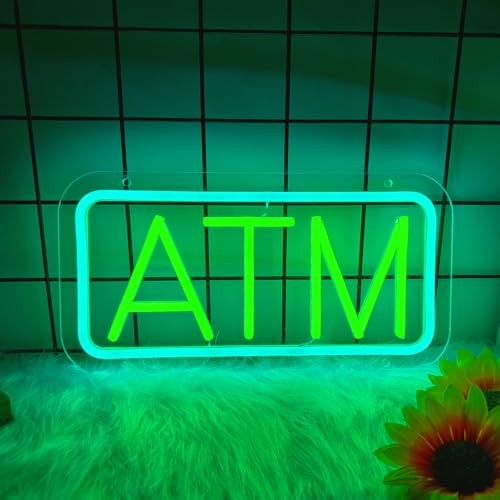 ATM Neon Sign, ATM Led Signs for Wall Decor, Dimmable Neon Light Sign for Bank, Bedroom, Game Room, Kids Room, Bar Decoration, Dimmable USB Powered Light Up Signs for Party Decor - color: ATM