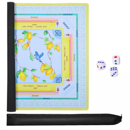 Jongyance American Learning Mahjong Mat (33”x33”), Blue and Yellow Mahjong Mat for Table - color: Blue and Yellow