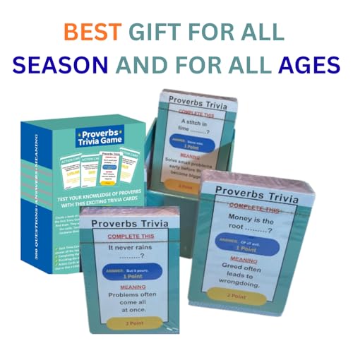 Proverbs Trivia Games, Questions with Answers & Meanings | Fun Family Party Board Games, Team Game Night, Educational Trivia Card Game, Improves Wisdom