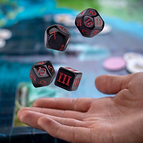 AUSTOR 15 Pieces Complete Polyhedral Dice Set D3-D100 Game Dice Set with a Leather Drawstring Storage Bag for Role Playing Table Games(Black & Red) - color: Black & Red