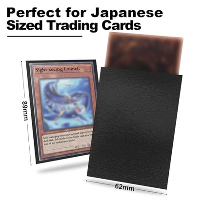200 Pack Card Sleeve Compatible with Yu-gi-oh Card Sleeve Japanese 62x89mm | Black Small Card Sleeves , Back Textured Perfect Shuffling, Protect Your Japanese Sized Trading Cards Photocard Never Tear - color: Black