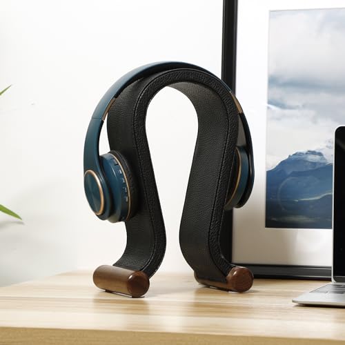 ONEGenug Wooden Headset Stand,Universal Earphone Hanger Holder for Gaming Headsets & DJ Studio Headphones Desktop Headphone Rack for All Headphone Size