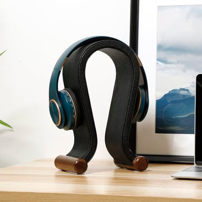 ONEGenug Wooden Headset Stand,Universal Earphone Hanger Holder for Gaming Headsets & DJ Studio Headphones Desktop Headphone Rack for All Headphone Size