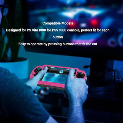 Game Console Metal Case, Premium Aluminum Alloy Protective Hard Shell with Sandblasted Finish for PSV 1000 Light Red - color: Light Red