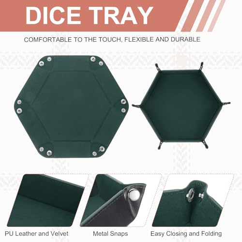 Dice Tray 10" PU Leather Velvet Folding Hexagon Dice Rolling Tray Holder Storage Box Perfect for RPG DND Table Games & Entryway & Nightstand Organizer (Dark Blue, 1pcs) - color: Dark Blue