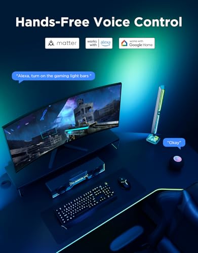 Govee Gaming Light Bars Pro,16-Inch Smart RGBIC Wi-Fi LED Game Lights | Upgraded,RGBICIllumination,Triple-Sided,Music Sync & 60+ Scene Modes, Works with Alexa & Google Home, Gaming Room Decor