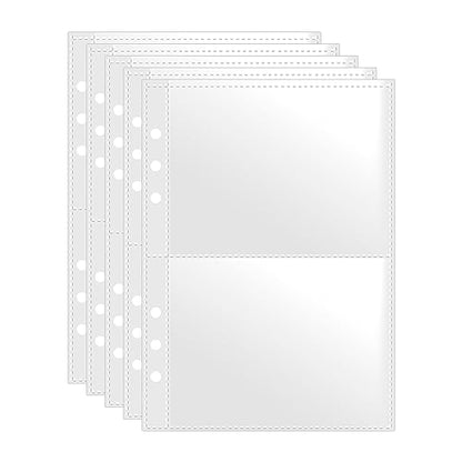 3x5 Index Card Sleeves Binder Sheets - 50 Pack | Clear Plastic Refill 2 Pocket Page Protector for Recipe Cards, Photo Cards, Flash Cards | Fits 6-Ring A5 Binder | Organizer and Holder - 200 Pockets - size: 3" x 5"