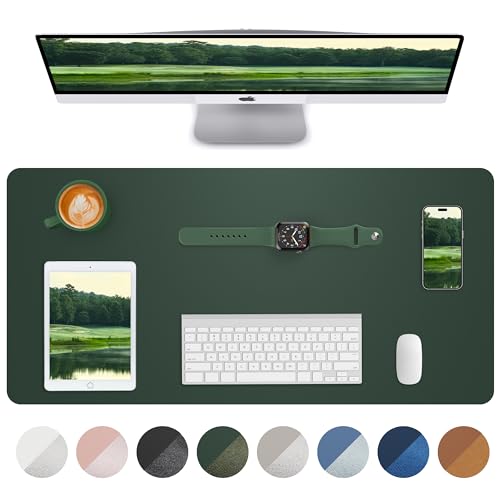 Leather Desk Pad Blotter,Mouse Pad,Office Desk Mat, Non-Slip PU Leather Desk mat,Large Desk mat,Waterproof Keyboard mat for Office/Home/Decor (Dark Green,31.5" x 15.7") - color: Dark Green, size: 31.5" x 15.7"