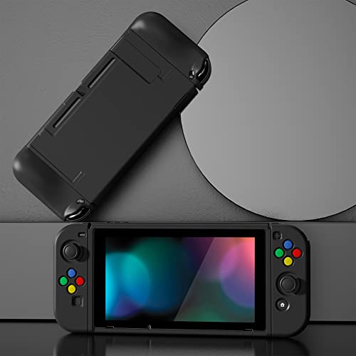 PlayVital ZealProtect Soft Protective Case for Nintendo Switch, Flexible Joycon Cover Slim Cover for Nintendo Switch with Screen Protector & Thumb Grip Caps & ABXY Direction Button Caps - Black - color: Black