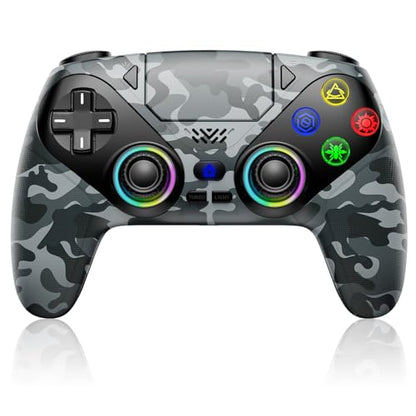 Nonbliep for PS5 Controller, Wireless Controller for PlayStation 5, PS5 Slim/Pro & PC, with 9 Colors RGB Light, Dual Vibration, Turbo, Programmable, 3.5mm Audio Jack & Speaker (Camouflage)