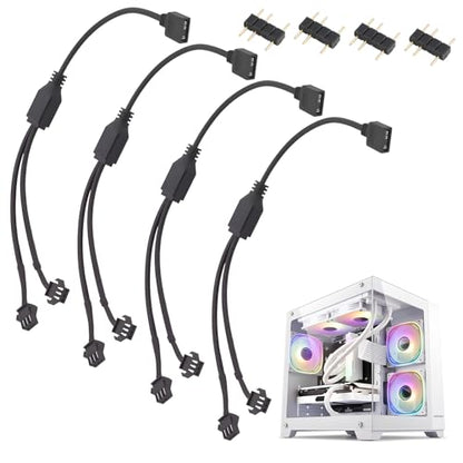 4 Pack ARGB 1 to 2 Extension Cable, 3-Pin to SM 3-Pin Female Adapter with Adapter pin, 5V Addressable RGB Extension Cable for PC Fans and LED Strips, Motherboard Sync (0.98 FT/ 30 CM Each) - color: 1-to-2 5V 3pin female to female