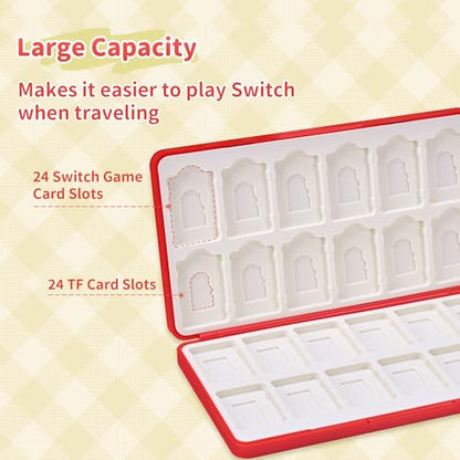 GeekShare Switch Game Card Case,Portable Magnetic Switch Game Holder Cartridge Case with 24 Game Card Slots and 24 TF Card Slots - Strawberries with Cream