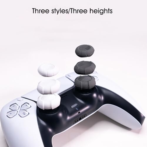 PERFECTSIGHT Thumb Grip Caps for PS5 PS4 Xbox Series XS Xbox One Switch PRO Controller Steam Deck 6 PCS Soft Rubber 3D Thumbsticks Button Joystick Cover Set, Black and Grey - color: Grey+White 6 PCS