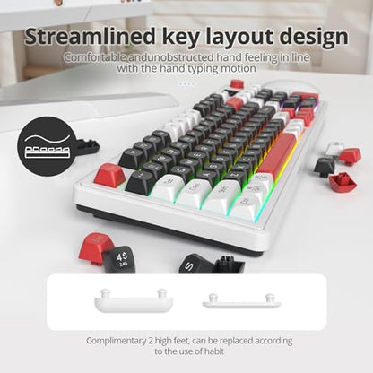 Owpkeenthy 98 Keys Gaming Keyboard with Knob, 96% Gasket Mouted Wireless Quiet Mechanical Feeling Membrane Keyboard RGB 3-Mode Wired/Bluetooth 5.0/2.4G for for Laptop Desktop(98 Black) - color: 98 Black
