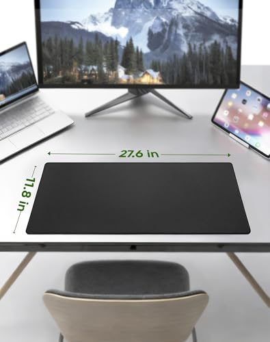 ALOANES Non-Slip Extended Mouse Pad Office&Home Desk Mat Stitched Edge | Black Large Cloth Fabric Mousepad for Keyboard, Computer Gaming L 27.6"x11.8"x0.12" - color: Classic Black, size: 27.6L x 11.8W inches