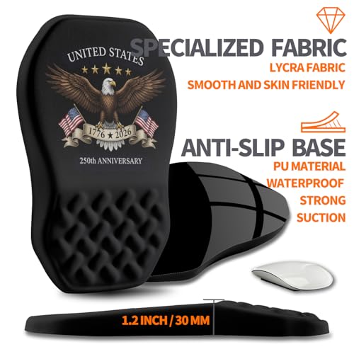 Ergonomic Slope Mouse Pad Wrist Support, Wrist Rest Mousepad for Carpal Tunnel Pain Relief with Massage Bulge and Slow Rebound Memory Foam (12x8 inch, 250th Anniversary) - color: AM040-250th anniversary