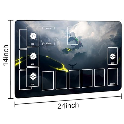 Playmat for Trading Card Game with 31 Damage Counters,Single Player Trainer Mat and Professional Storage Bag(Black Dragon) - color: Black Dragon