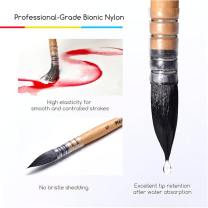 MEEDEN Watercolor Brushes Professional - Synthetic Squirrel Hair Artist Paint Brushes Set with Beech Wood Handle Great for Artists Hobbyists Size 2 - size: Size 2
