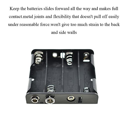 HAHIYO 9V Battery Holder with Standard Snap Connector Sturdy Accommodated Slot Well Conducting Contact Springs Durable Plastic Batteries Case Box 2 PCS for Wall Clocks Ham Radio RC Toys - style: Without cover-4AA(9V Kou)-2P