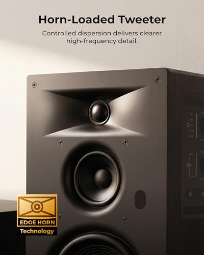 ULTIMEA 3-Way Powered Bookshelf Speakers, Bluetooth 6.0, No Receiver Needed | 5.25" Woofer,HDMI ARC,70W RMS,Clear Dialogue,Deep Bass,Clear Highs,SUB OUT,RCA Input,App EQ,Easy Setup, TV, Music & Turntable
