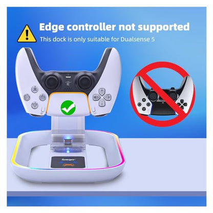 PlayStation Portal Charging Dock - Fast Charge for PS Portal Remote Player & PS5 Controller, RGB Light Effects, LED Indicator, USB-C Cable - Gaming Accessories for PlayStation Portal Setup - style: 2-in-1