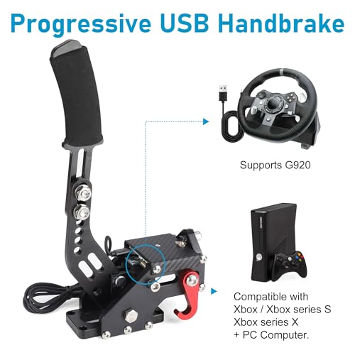 CNSPEED Upgrade 2-in-1 64 Bit USB Handbrake for G920 Compatible with Xbox/Xbox series S/Xbox series X + PC Computer System for Simulated Racing Games with Non-Contact Plus Hall Sensor - color: BLACK