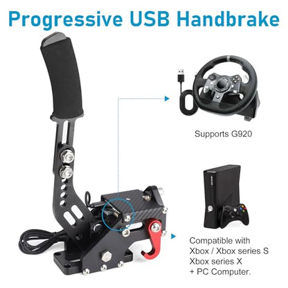 CNSPEED Upgrade 2-in-1 64 Bit USB Handbrake for G920 Compatible with Xbox/Xbox series S/Xbox series X + PC Computer System for Simulated Racing Games with Non-Contact Plus Hall Sensor - color: BLACK