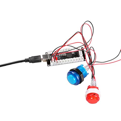 Qenker 2-Player LED Arcade Game DIY Kit for USB MAME PC & Raspberry Pi - 2 Joysticks, 20 LED Buttons, 2 Zero Delay Encoders (Mixed Color)
