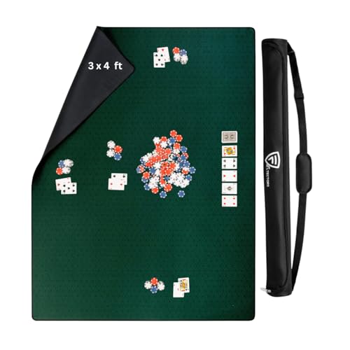 Board Game Mat 36 x 48 in, Mahjong Mat for Table with Carrying Bag, Neoprene Playmat, Table Cover for Board Games, Tile, Poker, RPG and Dominoes - Green - color: Green, size: Rectangle 36 x 48 inches