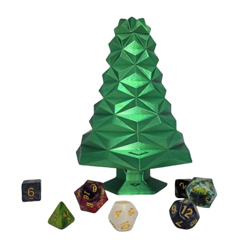 Christmas Tree Green Tree Dice Tower Dungeons and Dragons RPG abletop Roleplaying Game Jail D&D (Random 7PCS D20 Dice Set Included) Green