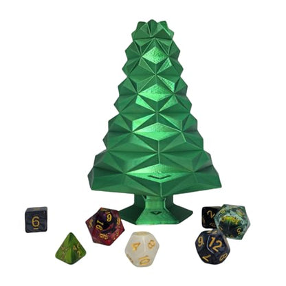 Christmas Tree Green Tree Dice Tower Dungeons and Dragons RPG abletop Roleplaying Game Jail D&D (Random 7PCS D20 Dice Set Included) Green