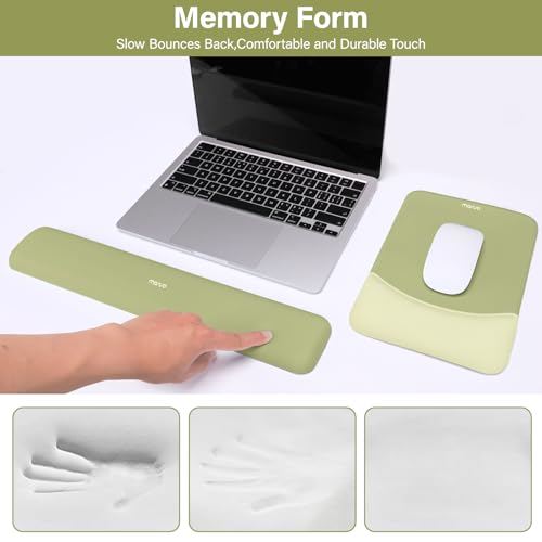 MOSISO Wrist Rest Support Mouse Pad & Keyboard Set, Olive Green | Rectangular Ergonomic Mousepad, Non-Slip Base, Home/Office Pain Relief & Easy Typing, Neoprene Cloth & Raised Silicone Lining - color: Olive Green