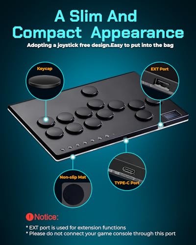 Sehawei Haute42 All Metal Arcade Stick 13Keys All-Button Controller with Custom RGB & Turbo Functions,Arcade Fighting Stick for PC/Ps3/Ps4/Switch/Steam-Supports SOCD - color: M13 Black