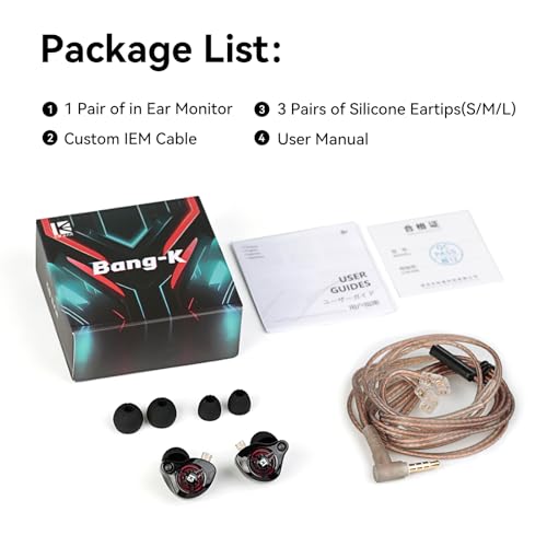 2026 Latest erabuds,KBEAR BK1 Wired Gaming Earbuds,10mm Single DD in Ear Monitor,HiFi Headset Wired Earbuds IEM Earphones with Detachable Cable for Gaming/Music/Video (White, 3.5 with mic) - color: B