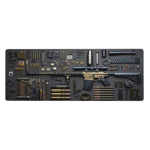 Military Gear Arsenal Set Gaming Mouse Pad Non-Slip Rubber Base Large Mousepad Waterproof Washable Stitched Edge Mouse Mat for Desk Home Office Gaming 12x31.5in - color: Color_7, size: 31.5" x 12"