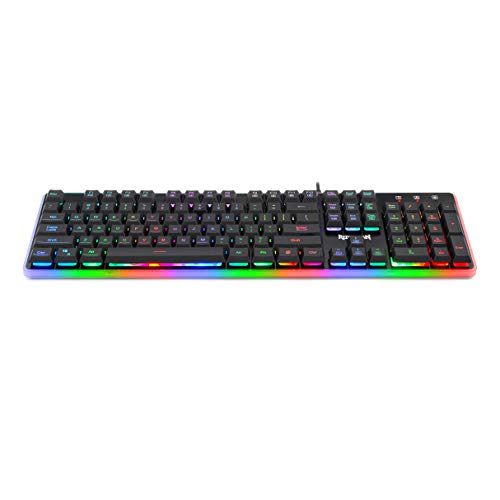 Redragon K509-RGB PC Gaming Keyboard 104 Key Quiet Low Profile RGB Keyboard Backlit Dyaus Pro Mechanical Feel Keyboard for Windows PC (with Edge Side Light Illumination)