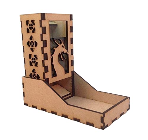 Dragon Mini Dice Tower v2 Glass Green Acrylic Window Laser Cut MDF Unique Fast Shipping