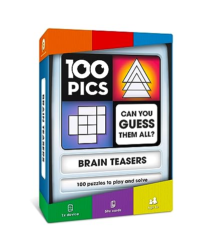 Brain Teasers Travel Game - Solve 100 Puzzles | Flash Cards with Slide Reveal Case | Card Game, Gift, Stocking Stuffer | Hours of Fun for Kids and Adults | Age 6+ - style: Brain Teasers