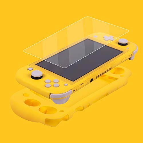 Silicone Protective Case for Nintendo Switch Lite, Soft Grip Case Cover with Comfort Ergonomic Handles for Nintendo Switch Lite 2019 [Self Stand][4 Thumb Stick Caps] (Yellow) - color: 실리콘-옐로우