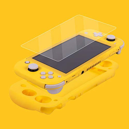 Silicone Protective Case for Nintendo Switch Lite, Soft Grip Case Cover with Comfort Ergonomic Handles for Nintendo Switch Lite 2019 [Self Stand][4 Thumb Stick Caps] (Yellow) - color: 실리콘-옐로우