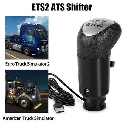 RQG Fits Logitech Shifter, USB Gearshift Knob Fits Logitech G29, G27, G25, G920, ETS2 ATS Shifter, High/Low Gear 18 Speed Truck Simulator PC Win only for Sim Racing Games