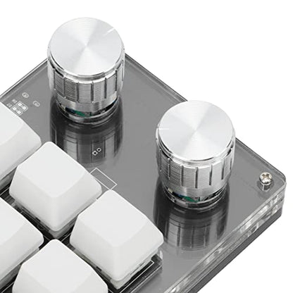 Macro Mechanical Keyboard, 12 Key One Handed Programmable Gaming Keypad, Multifunction DIY Plug and Play PC Keyboard with Adjustment Knob, Customized Express Keys - color: Black White