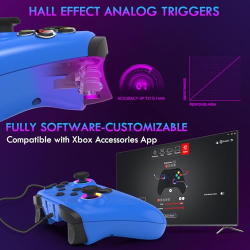 UGAME Wired Versatile Controller for Xbox/PS4/Switch/PC, Wire Control for Xbox Series X/S, Xbox One with Back Paddles, 1000Hz Polling, Turbo, RGB Game Light (1 White Mando) - color: white