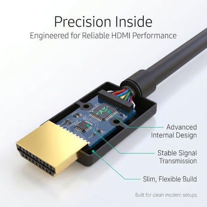 Extreme Slim 2.6' HDMI Cable - World's Thinnest and Most Flexible HDMI Cable. (2.6 Ft / 0.8m) High-Speed Supports Full 1080P, 4K, UltraHD, 3D, Ethernet, and Audio Return Channel
