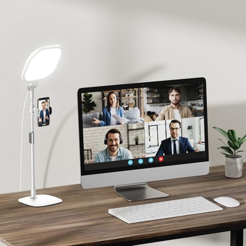 Lighting for Video Calls, 30 Light Modes Video Conference Light, Desk Ring Light with Stand for Webcam, Meetings, Live Stream, Home Office. CRI 97.8 - color: White