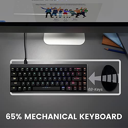 Perixx Micro USB PERIBOARD-428 Mini Mechanical Keyboard with Kailh Low Profile Brown Switch, RGB Backlighting, Black, US English Layout