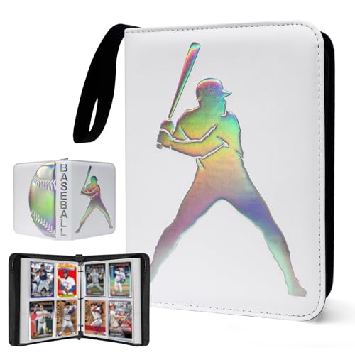 400 Pockets Baseball Card Binder, Portable Waterproof Storage Album with Removable Sleeves for Baseball Sports Cards 2025-2026 Collectors - color: Dazzling Baseball-400 Cards-02, size: 4 Pocket