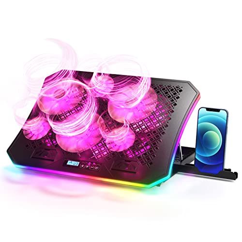 Laptop Cooling Pad, KeiBn RGB Laptop Cooler for 15.6-17.3 Inch Laptops, with 10 Modes Lights | 6 Fans | 7 Height Stands | 2 USB Ports | Desk or Lap Use (A8/Purple) - size: A8-Purple
