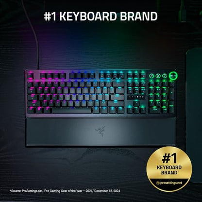 Razer Huntsman V3 Pro 8KHz Esports Gaming Keyboard: Analog Optical Switches Gen 2-8000 Hz Polling Snap Tap - Rapid Trigger - Adjustable Actuation - Media Controls - PBT Keycaps - Black - color: Black, size: Full Size, style: 8000 Hz Polling