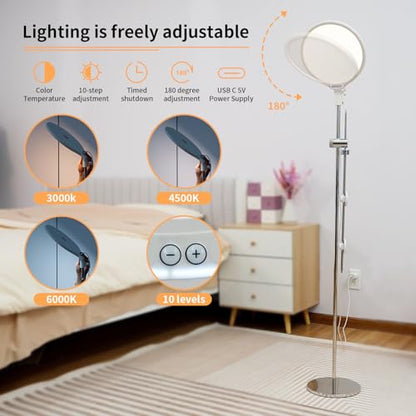 LED Ring Light with Stand 150cm, Professional 6000K Full-Screen Big Ring Lighting with Phone Holder, Selfie Lights for Studio Video Photography, TikTok, YouTube, Live Stream - color: Silver